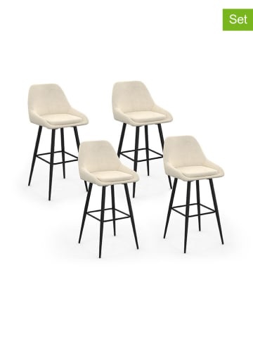 IDOMYA Factory 4er-Set: Barhocker "Olivia" in Creme/ Schwarz - (B)44 x (H)92 x (T)46 cm