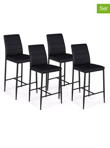 IDOMYA Factory 4er-Set: Barhocker "Regilux" in Schwarz - (B)43 x (H)100 x (T)52 cm
