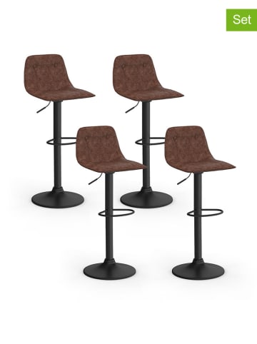 IDOMYA Factory 4er-Set: Barhocker "Edison" in Braun/ Schwarz - (B)42 x (H)104 x (T)39 cm