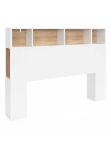 IDOMYA Essentials Bett-Kopfteil "Léo" in Weiß/ Hellbraun - (B)145 x (H)105 x (T)20 cm