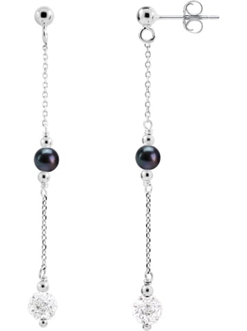 Pearline Zilveren oorhangers met parels