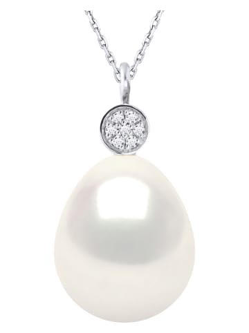Pearline Weißgold-Halskette mit Diamanten und Perle - (L)42 cm