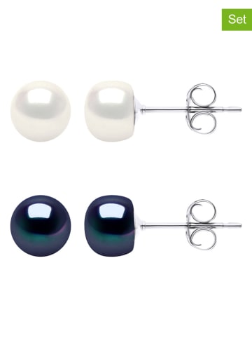 Pearline 2-delige set: zilveren oorstekers met parels