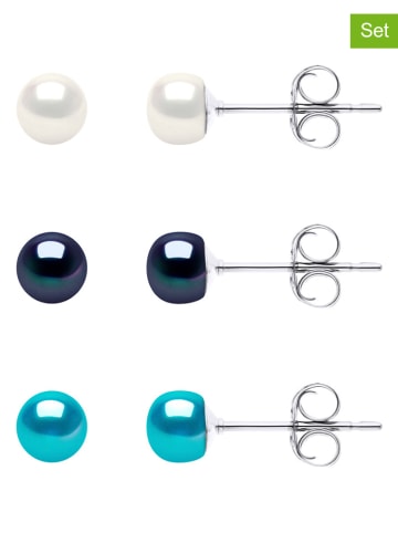 Pearline 3er-Set: Silber-Ohrstecker mit Perlen