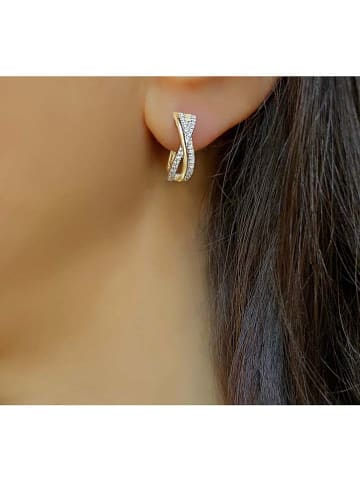 DI GIORGIO Pozłacane kolczyki-kreole z cyrkoniami