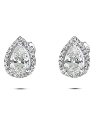 DI GIORGIO Srebrne kolczyki-półkreole z cyrkoniami