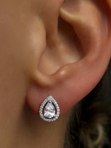 DI GIORGIO Srebrne kolczyki-półkreole z cyrkoniami