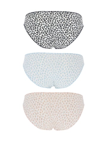 COTONELLA 3er-Set: Slips in Schwarz/ Hellblau/ Beige