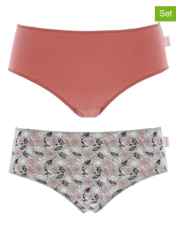 COTONELLA 2-delige set: slips rood/grijs