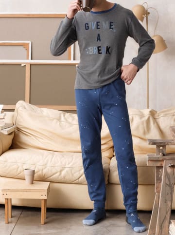 COTONELLA Pyjama grijs/blauw