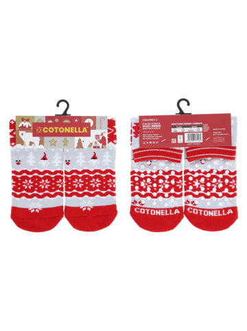 COTONELLA Socken in Rot/ Grau