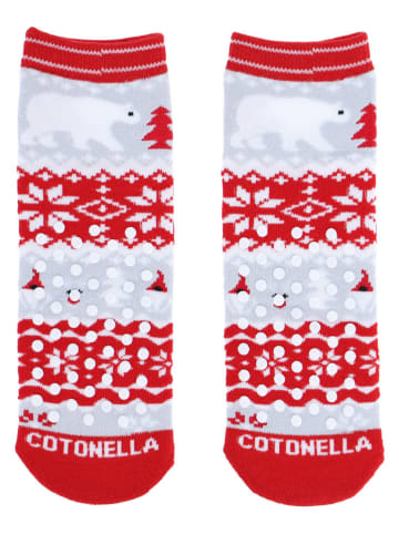 COTONELLA Skarpety w kolorze szaro-czerwonym
