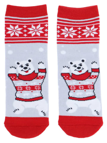 COTONELLA Skarpety w kolorze szaro-czerwonym