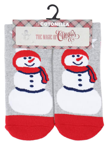 COTONELLA Socken in Grau/ Rot