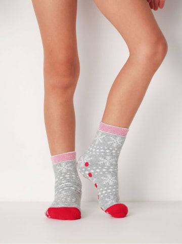 COTONELLA Skarpety w kolorze szaro-czerwonym