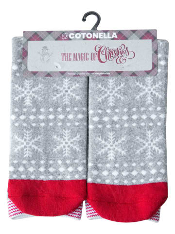 COTONELLA Skarpety w kolorze szaro-czerwonym