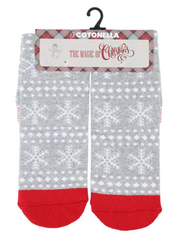 COTONELLA Skarpety w kolorze szaro-czerwonym