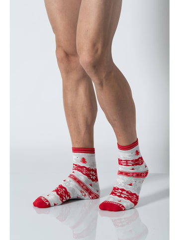 COTONELLA Skarpety w kolorze szaro-czerwonym