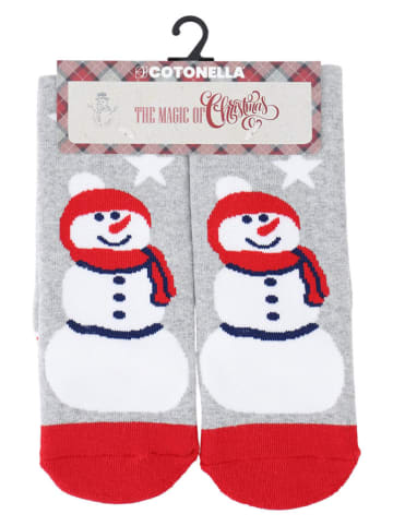 COTONELLA Skarpety w kolorze szaro-czerwonym