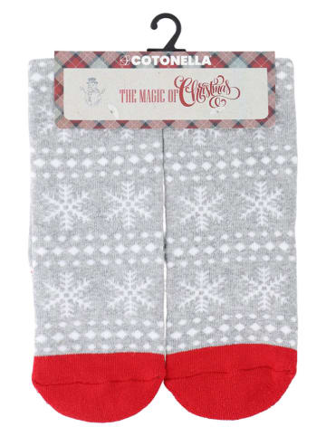 COTONELLA Skarpety w kolorze szaro-czerwonym