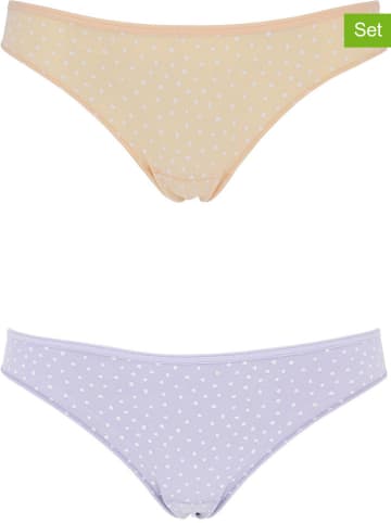 COTONELLA 2er-Set: Slips in Lila/ Beige