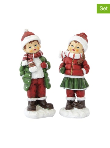 Easy Life 2er-Set: Dekofiguren ''Baby'' in Rot/ Grün - (L)20,5 cm