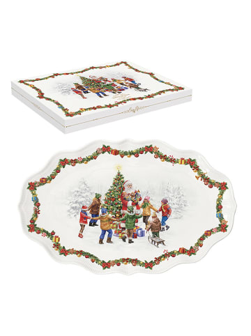 Easy Life Servierplatte ''Christmas Dance'' in Weiß/ Bunt - (L)25,5 x (B)40 cm
