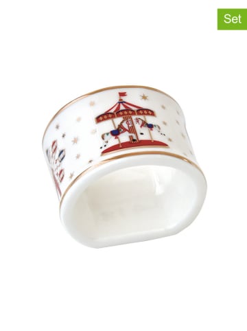 Easy Life 4-delige set: servetringen wit/rood - Ø 4,5 cm