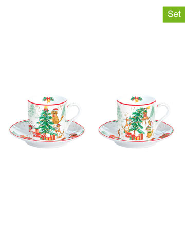 Easy Life 2-delige set: koppen "Christmas Gang" wit/groen - 75 ml