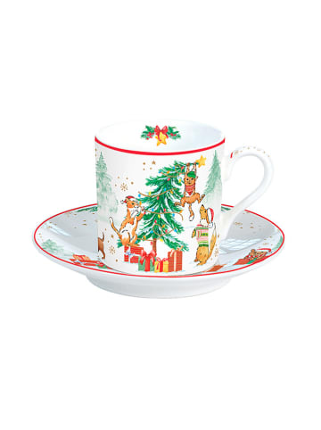Easy Life 2er-Set: Tassen ''Christmas Gang'' in Weiß/ Grün - 75 ml