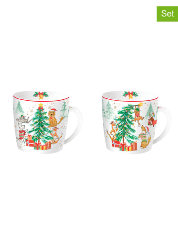 Easy Life 2-delige set: koppen "Christmas Gang" wit/groen - 350 ml