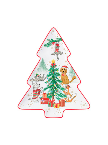 Easy Life Servierplatte ''Christmas Gang'' in Weiß/ Grün/ Rot - (L)25,5 x (B)20,5 cm