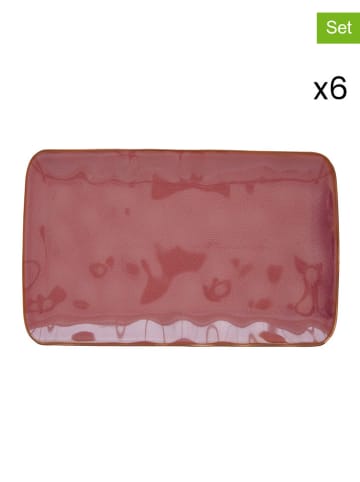 Easy Life 6er-Set: Dessertteller ''Interiors'' in Rot - (L)13 x (B)20 cm