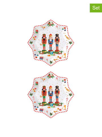 Easy Life 2-delige set: dessertborden "Vintage Nutcracker'' wit/meerkleurig - Ø 20 cm