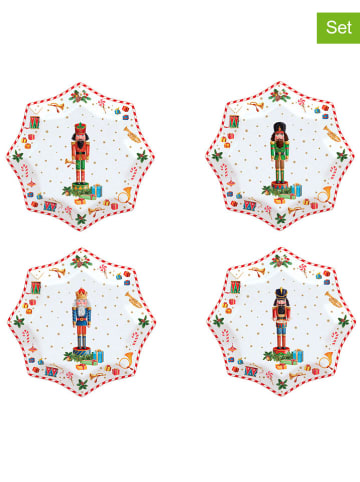 Easy Life 4-delige set: broodborden "Vintage Nutcracker'' wit/meerkleurig - Ø 16 cm