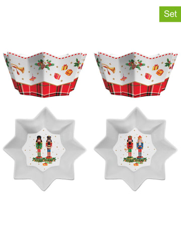 Easy Life 2-delige set: kommen "Vintage Nutcracker'' wit/rood - Ø 14 cm