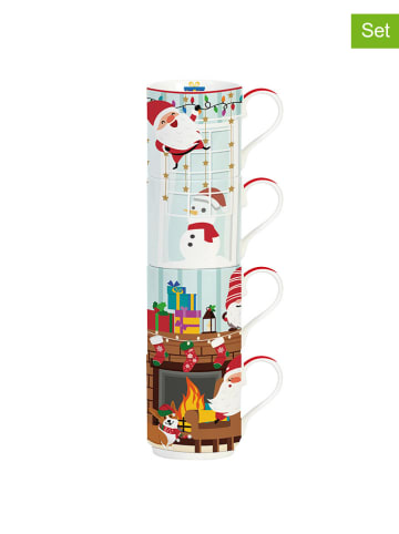 Easy Life 4-delige set: koppen "Santa by the fire" meerkleurig - 275 ml