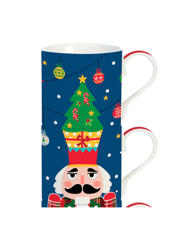 Easy Life 4-delige set: koppen "Christmas Tambourine" blauw/rood - 275 ml