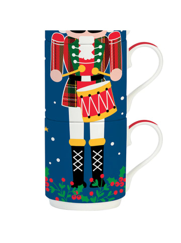 Easy Life 4er-Set: Tassen ''Christmas Tambourine'' in Blau/ Rot - 275 ml