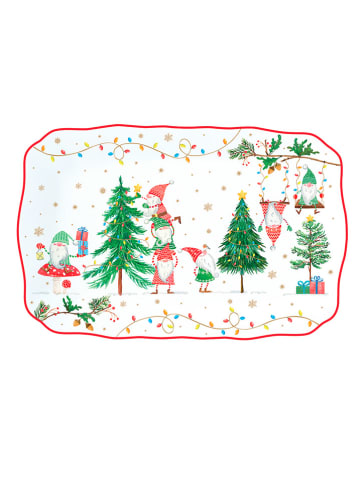 Easy Life Servierplatte ''Ready for Christmas'' in Weiß/ Rot/ Grün - (L)23 x (B)35 cm