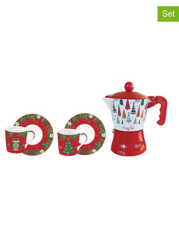 Easy Life 3tlg. Kaffee-Set ''Jingle Bells'' in Rot/ Weiß/ Grün