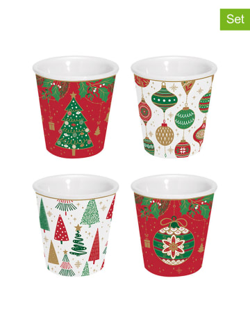 Easy Life 4-delige set: bekers "Jingle Bells" rood/wit/groen - 100 ml