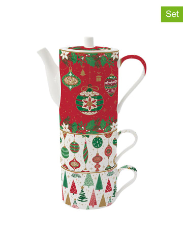 Easy Life 3-delige theeset rood/wit/groen