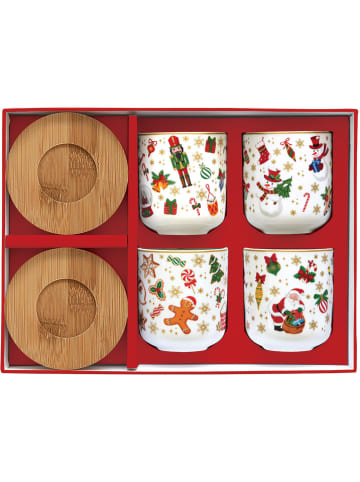 Easy Life 8tlg. Set: Becher ''Christmas Friends'' in Weiß/ Hellbraun/ Bunt - 110 ml