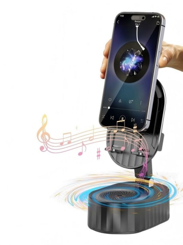 Kinglucky Smartphone-Halter mit Lautsprecher in Schwarz