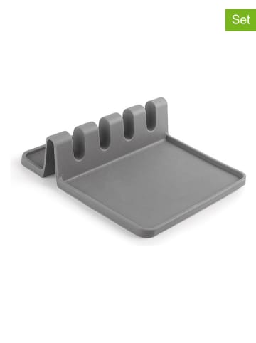Ibili 2er-Set: Utensilienablagen in Grau - (B)13,7 x (H)3,7 x (T)13,7 cm