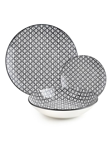 Ibili 12-delig tafelservies "Bavaria" zwart/wit