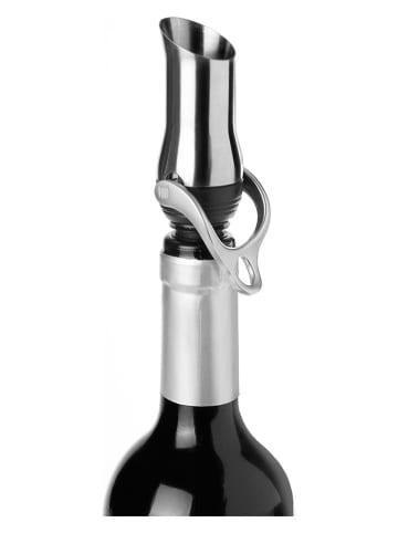 Ibili Wijnschenker zilverkleurig/zwart - (H)10 cm