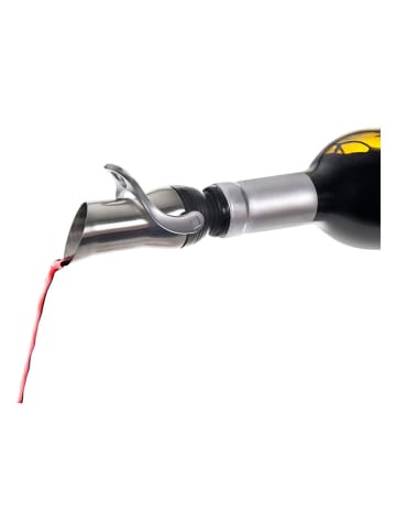 Ibili Wijnschenker zilverkleurig/zwart - (H)10 cm