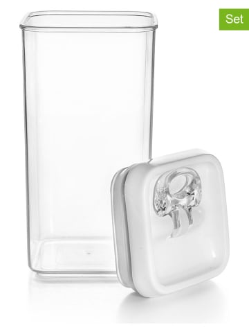 Ibili 2-delige set: voorraadpotten wit - 900 ml